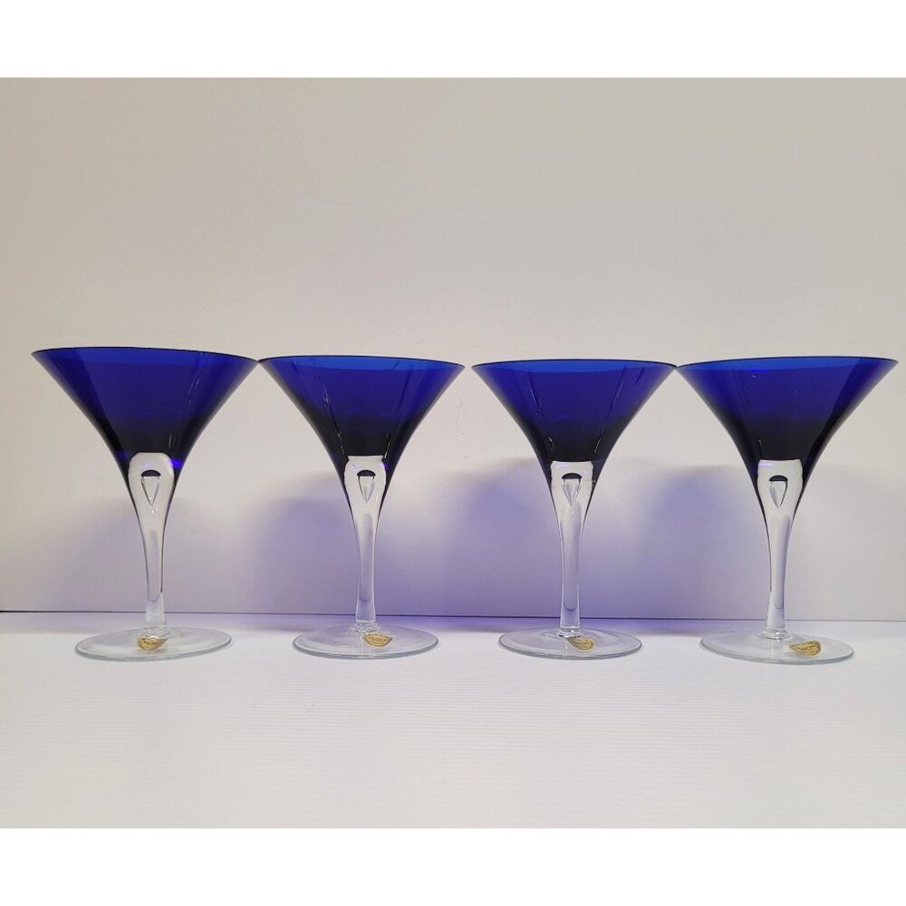 Block Crystal Stockholm Martini Set 4 Cobalt Blue JST5401S Poland Teardrop Bubbl